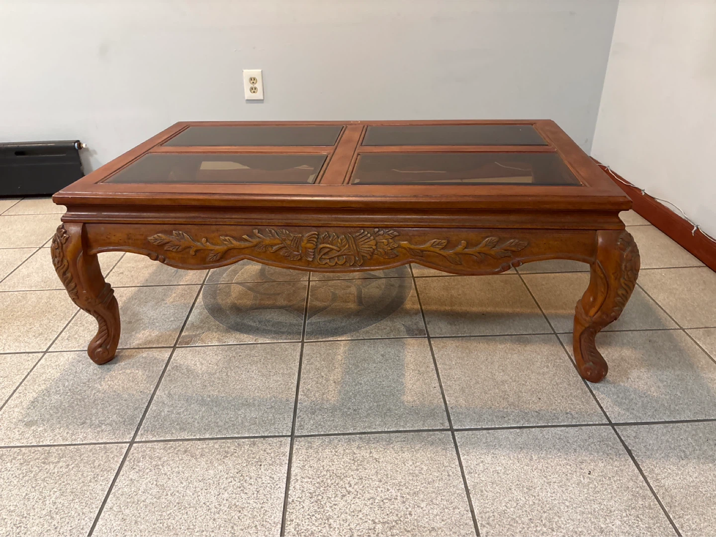 Wooden Coffee Table with Glass Top - photo 2