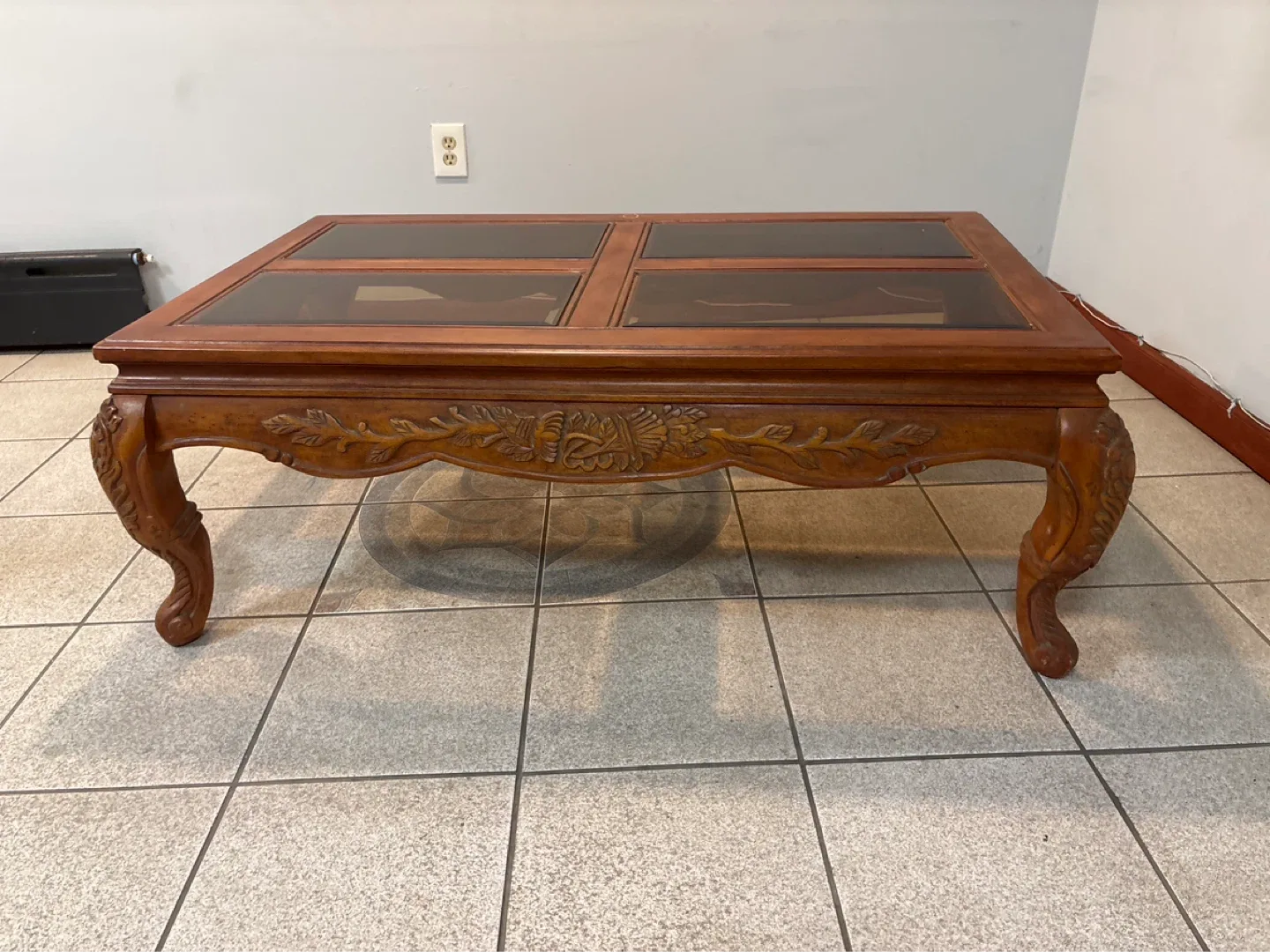 Wooden Coffee Table with Glass Top - photo 2