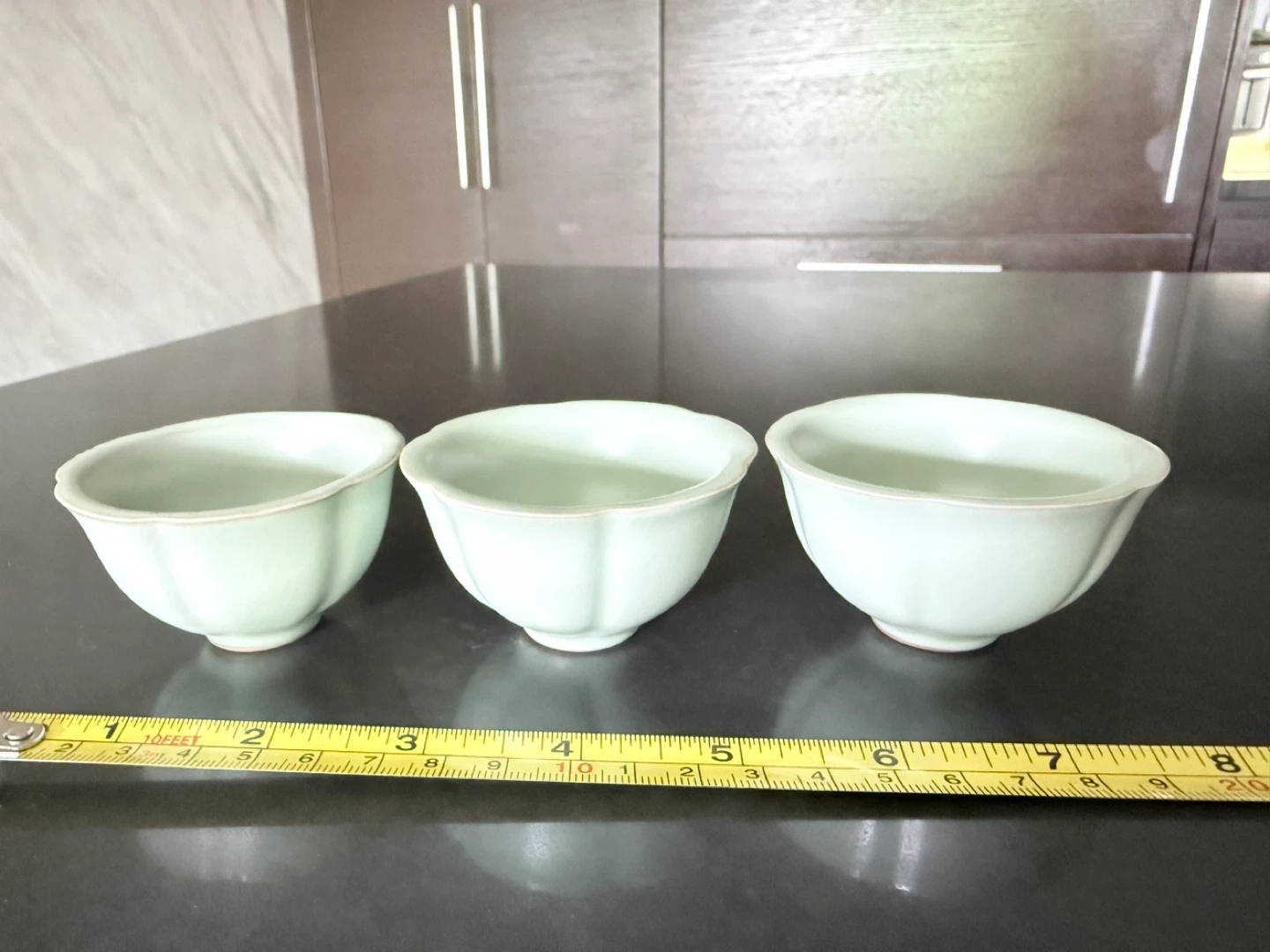 Set of 3 Light Green Ceramic Tea Cups - photo 3