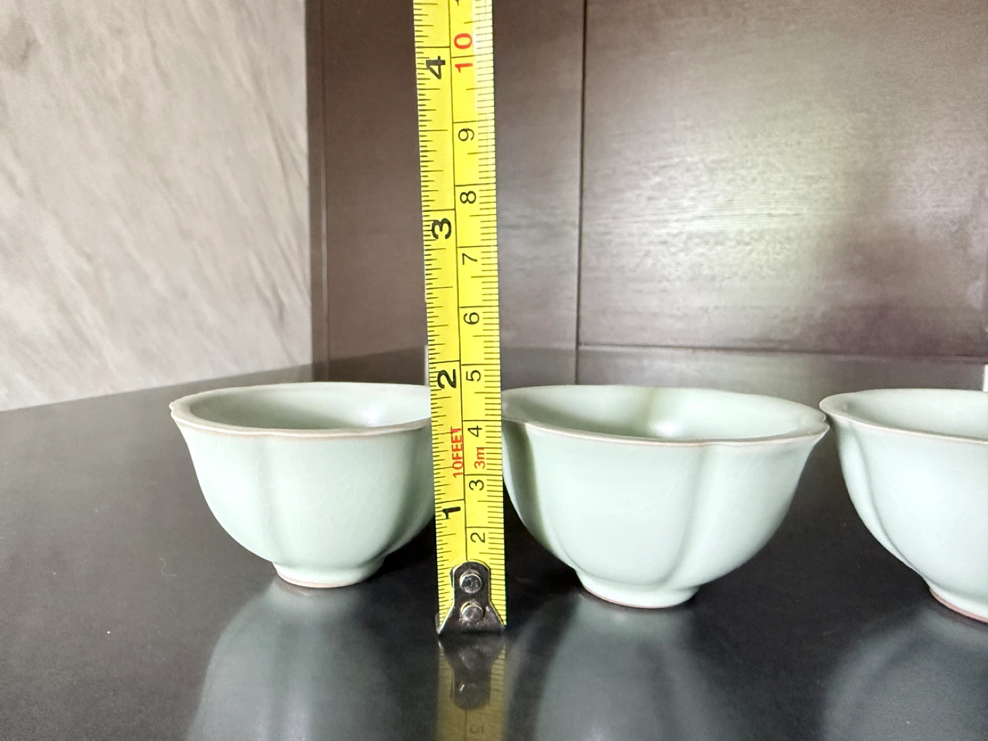 Set of 3 Light Green Ceramic Tea Cups - photo 4