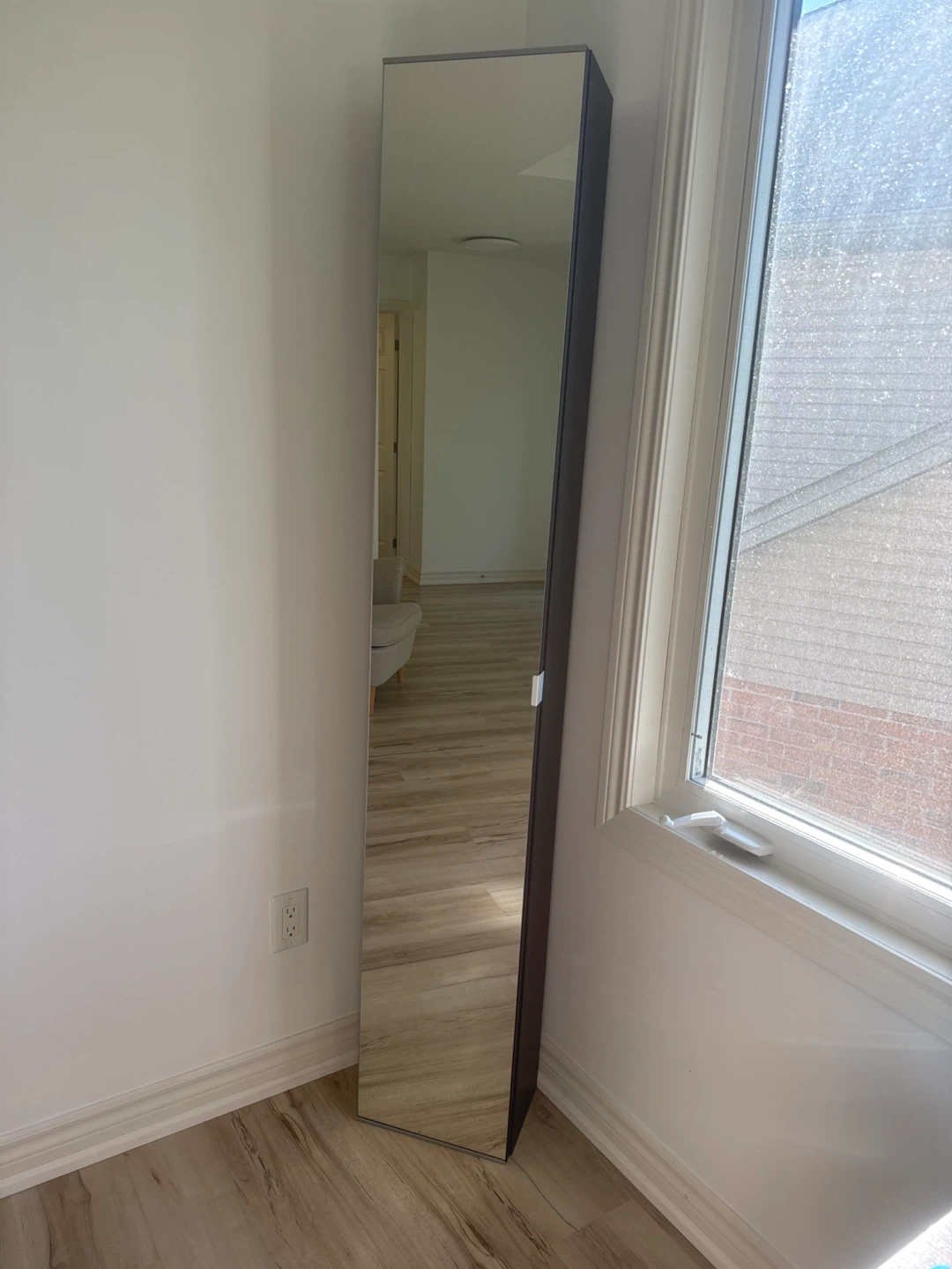 Narrow Storage Cabinet with Mirror Door