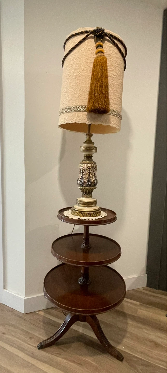 Vintage Floor Lamp with 3-Tier Side Table - photo 2
