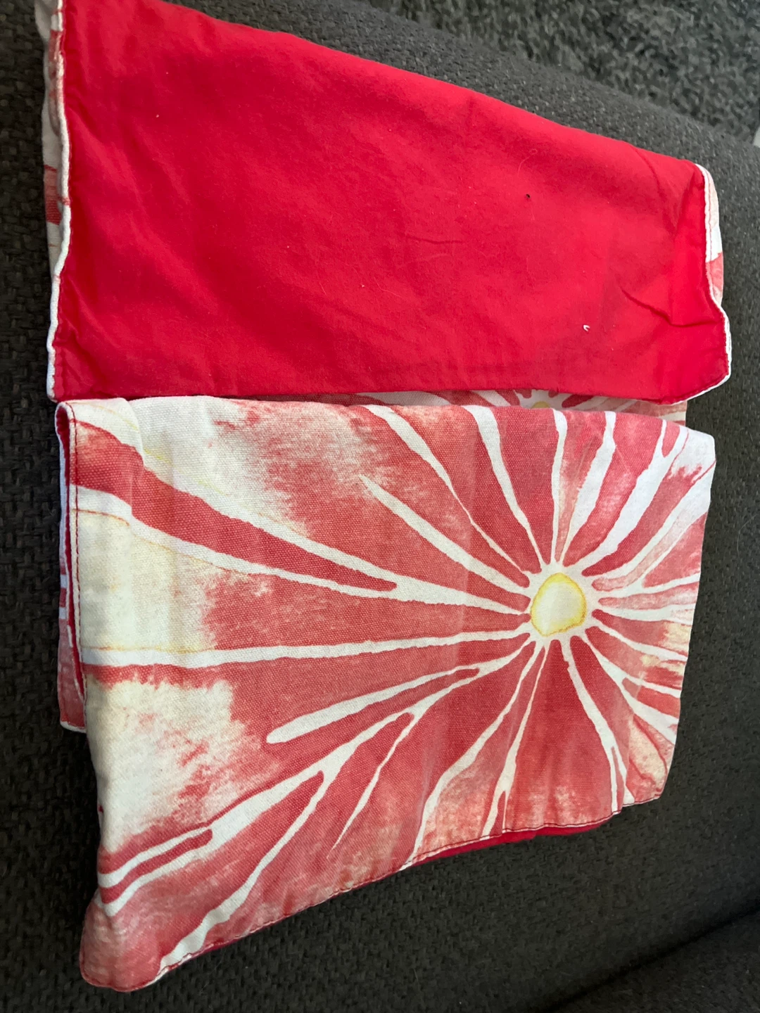 Red floral tea towel