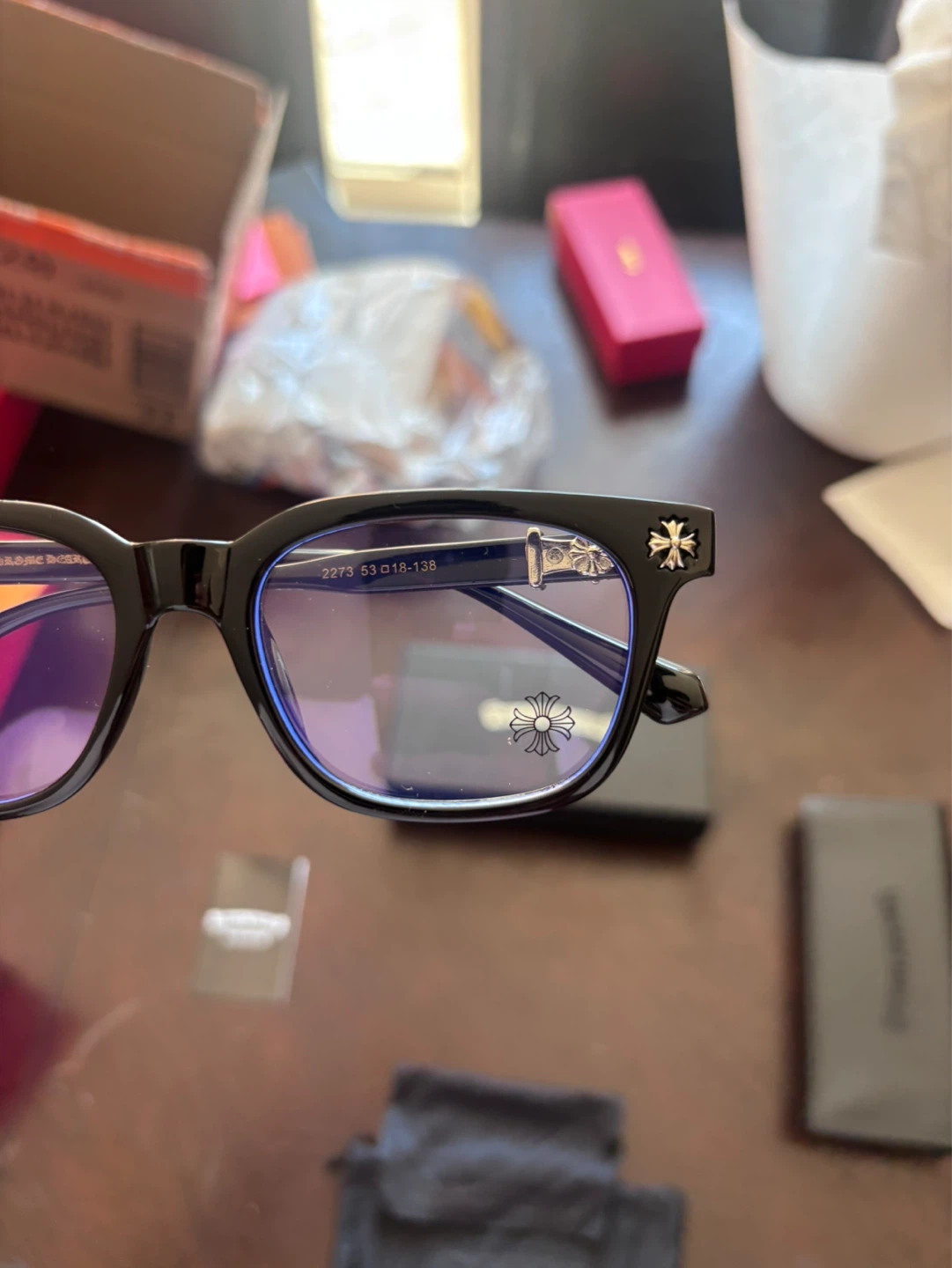 Black Chrome Hearts with Blue frames - photo 2