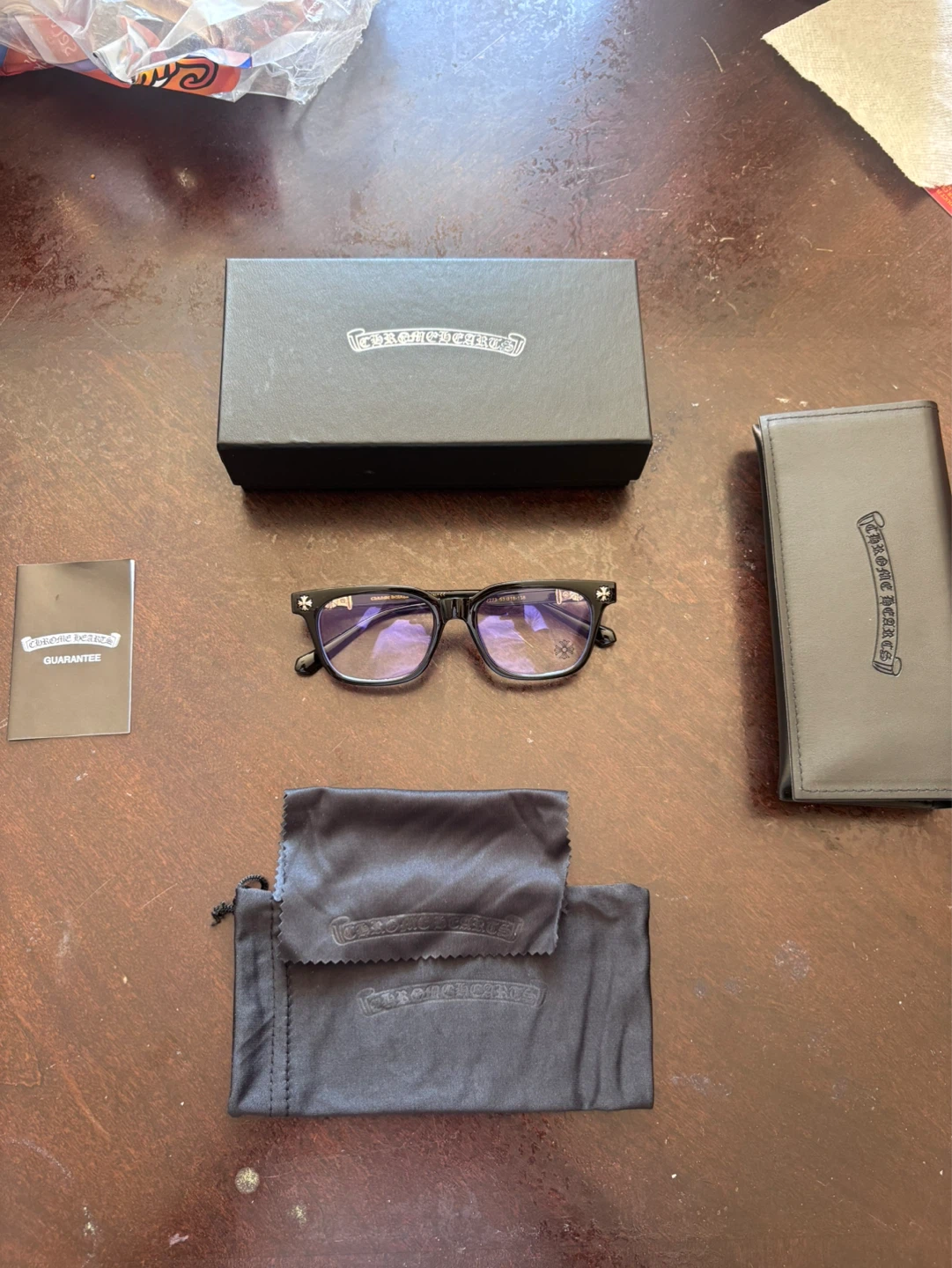Black Chrome Hearts with Blue frames