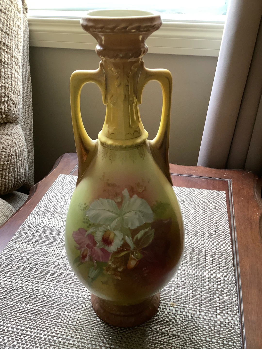 Decorative Yellow Vase with Floral Design - photo 2