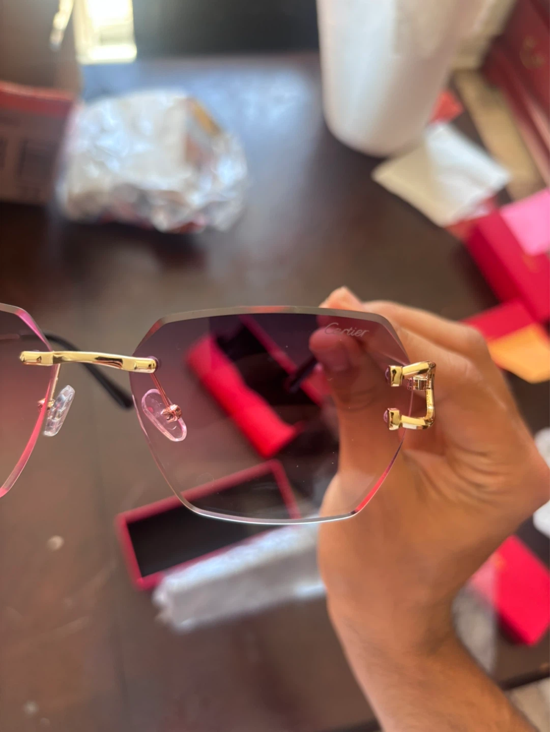 Cartier Rimless Sunglasses Pink frames - photo 2