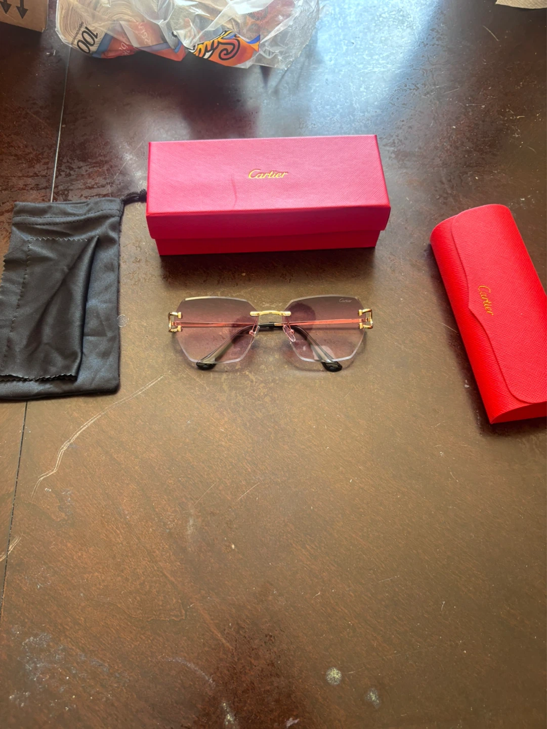 Cartier Rimless Sunglasses Pink frames