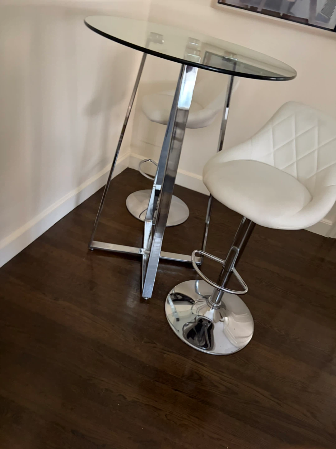 Glass Top Bar Table with Chrome Base - photo 2