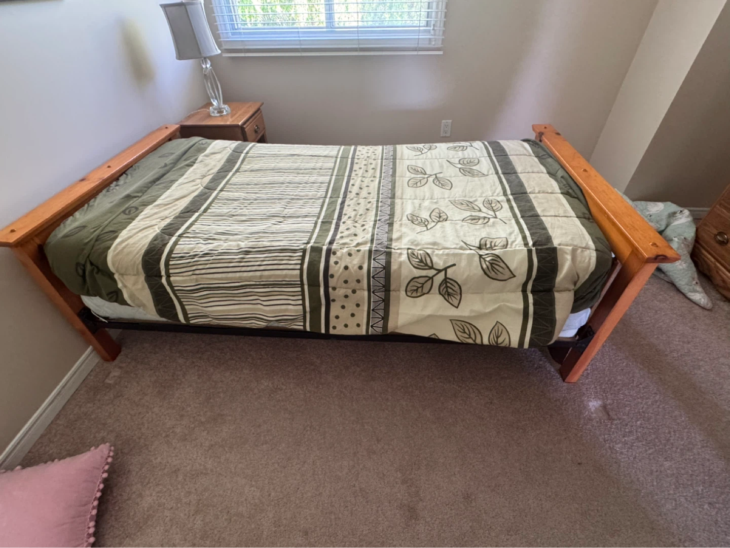 Twin bed & linens
