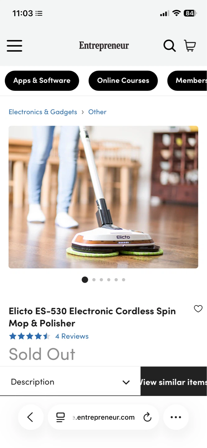 Elicto ES-530 Electronic Cordless Spin Mop & Polisher