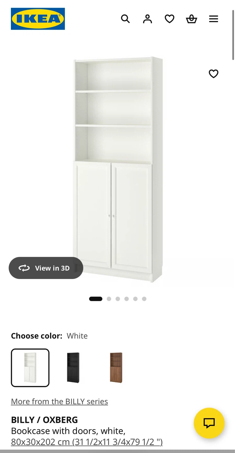 IKEA BILLY / OXBERG Bookcase with doors, White