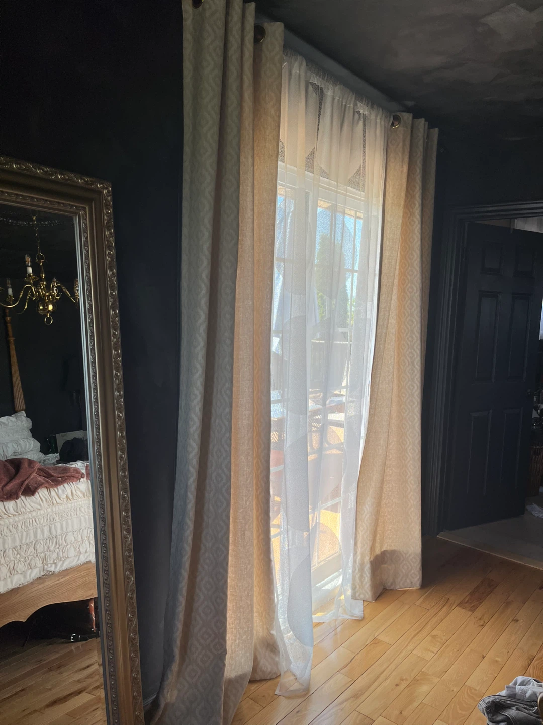 Pair of Beige Damask Patterned Curtains 57 X 95 inches - photo 2