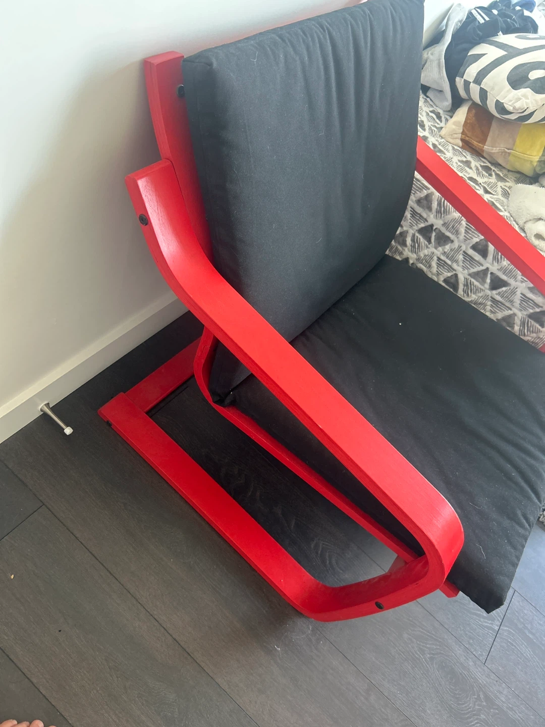Armchair ikea red  with Black Cushion - photo 2