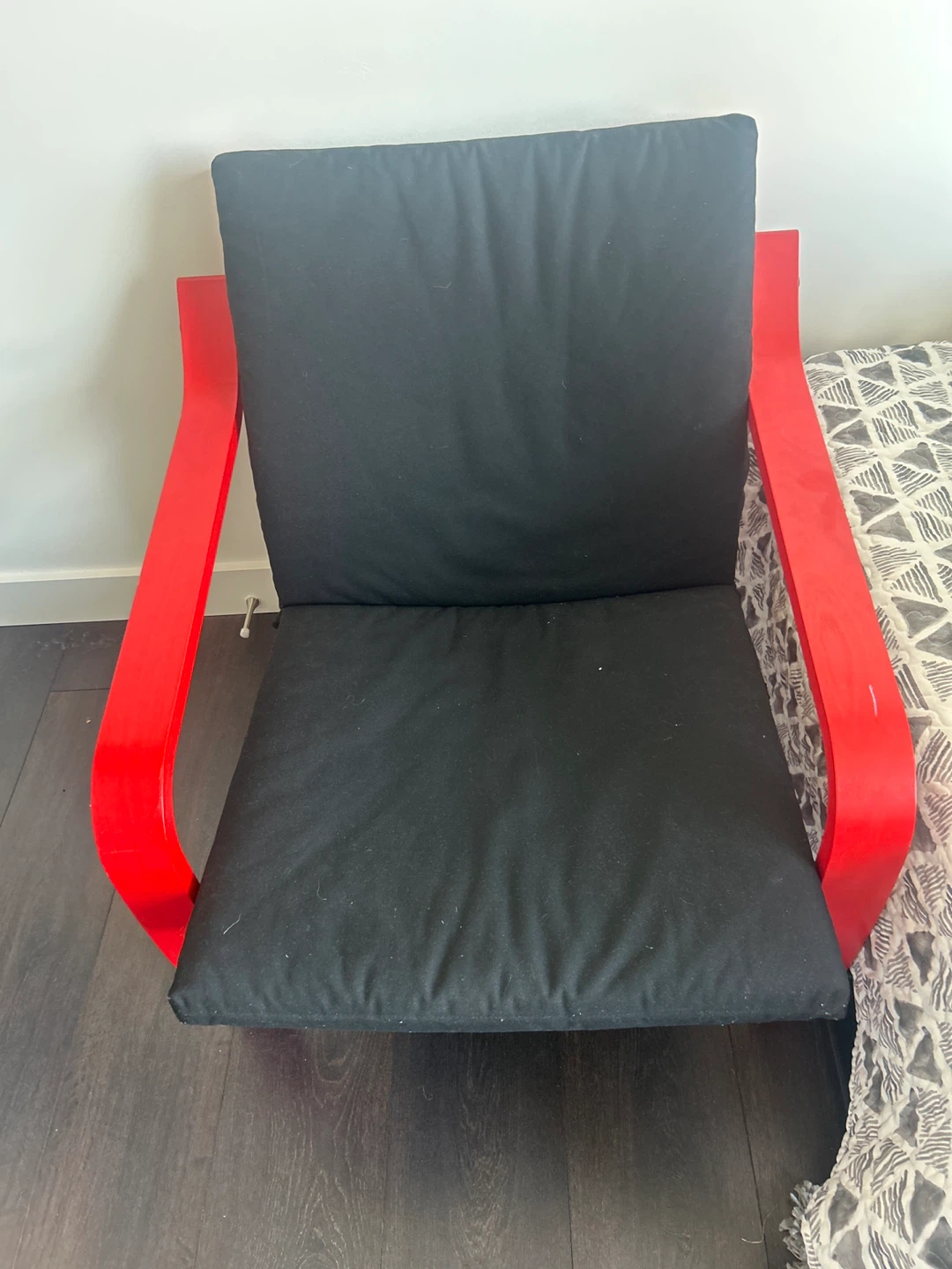 Armchair ikea red  with Black Cushion