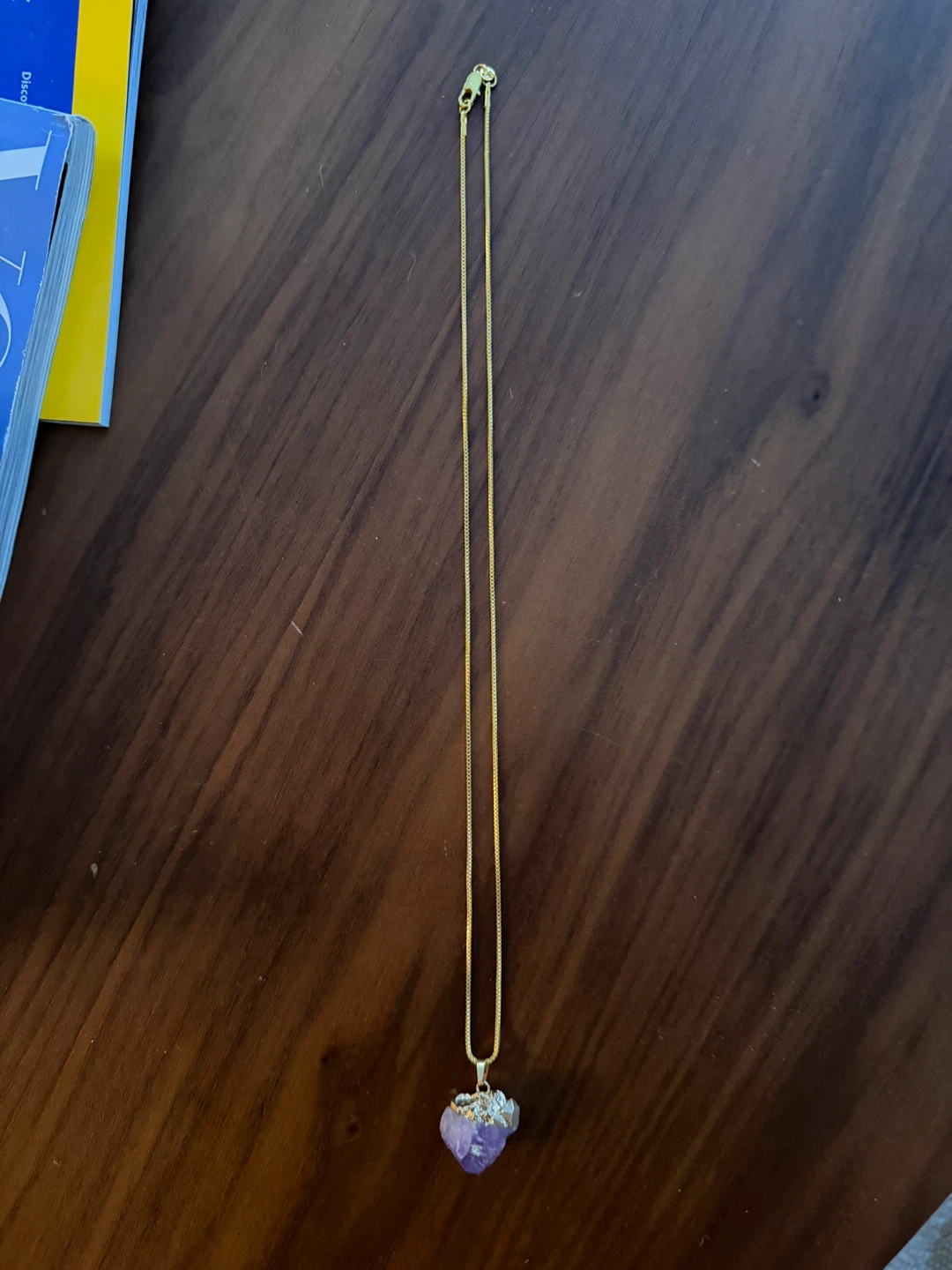 Gold Chain Necklace with Amethyst Pendant