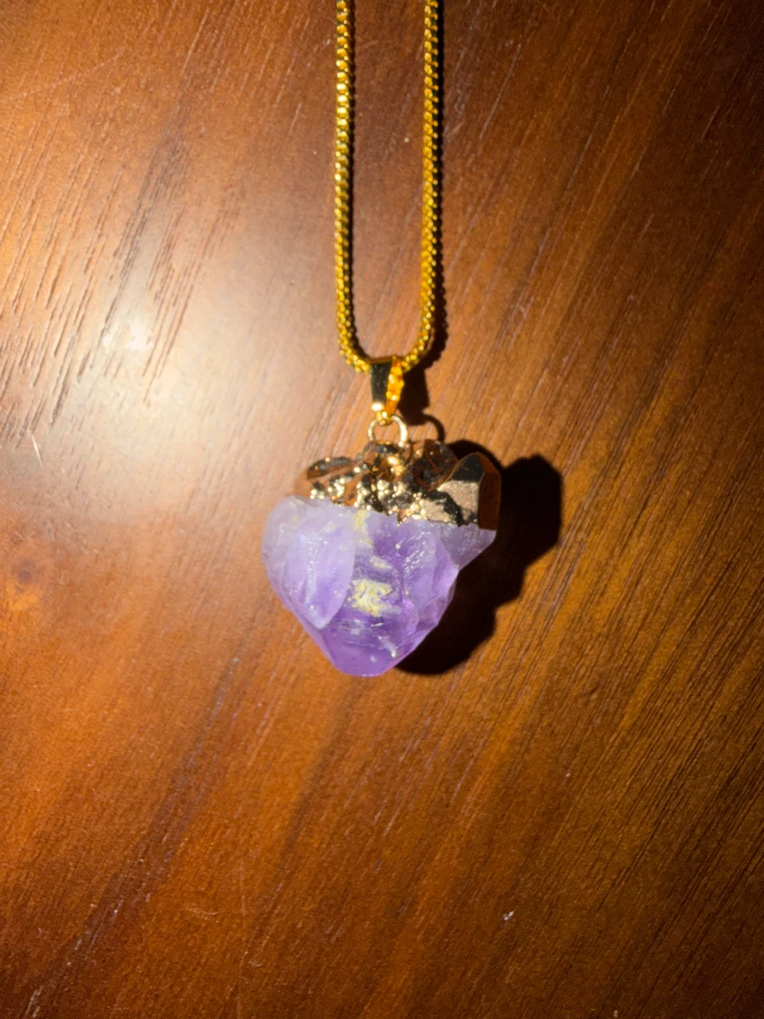 Gold Chain Necklace with Amethyst Pendant - photo 2