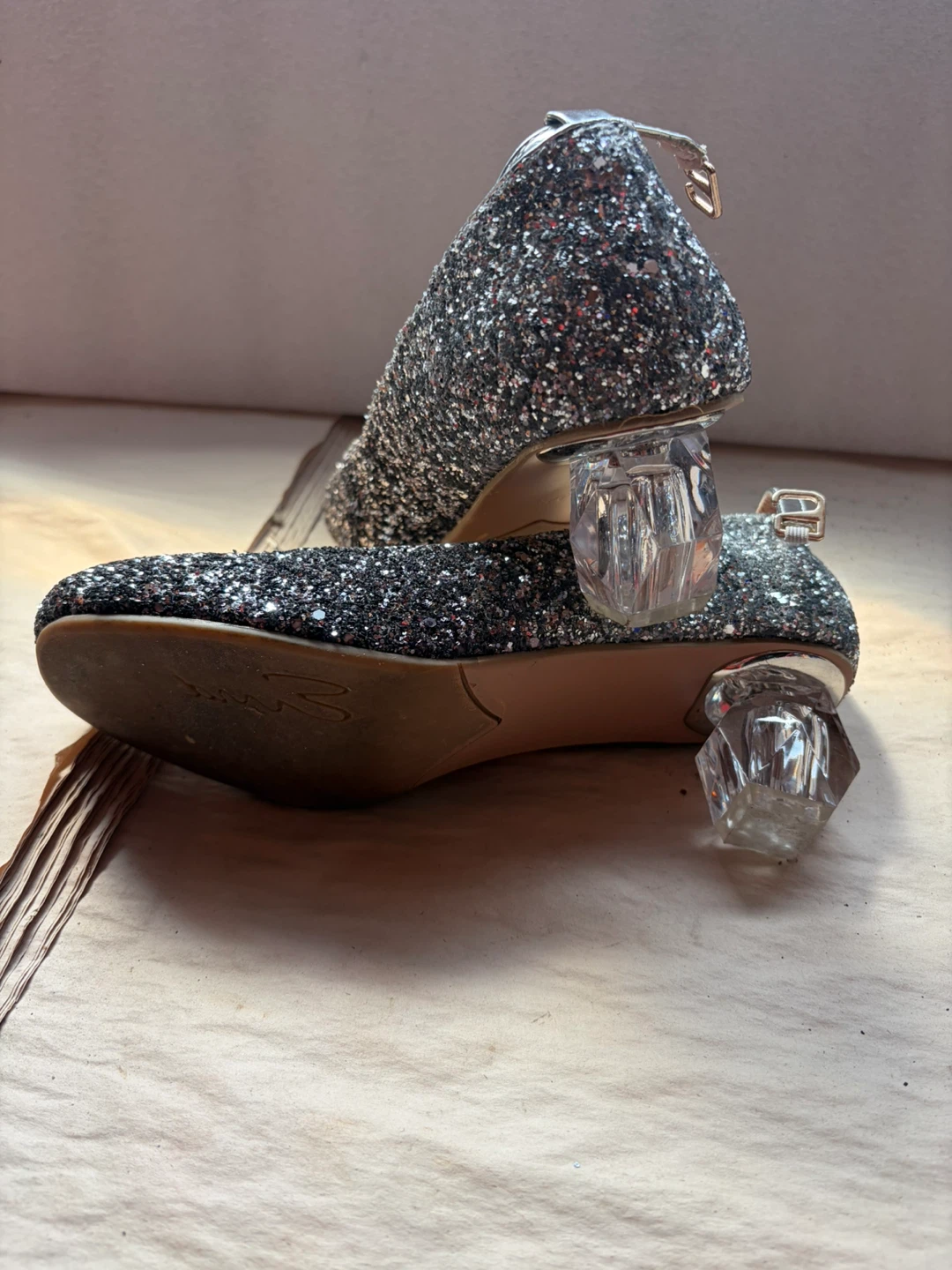 Women's Glitter Heels with Clear Block Heels - photo 2