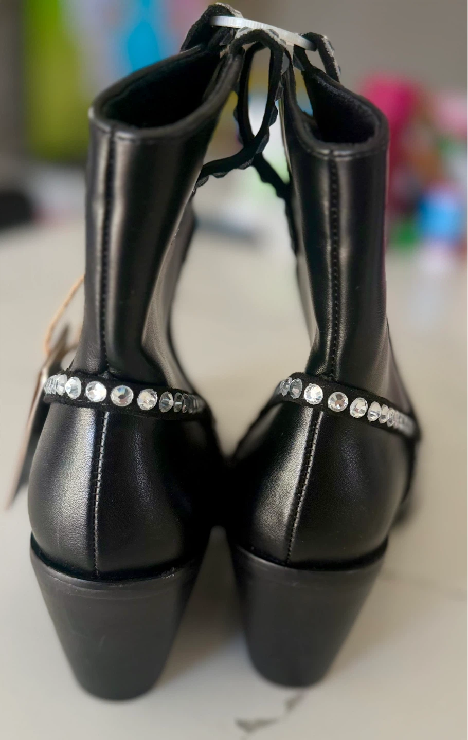 Black Rhinestone Ankle Boots - photo 3
