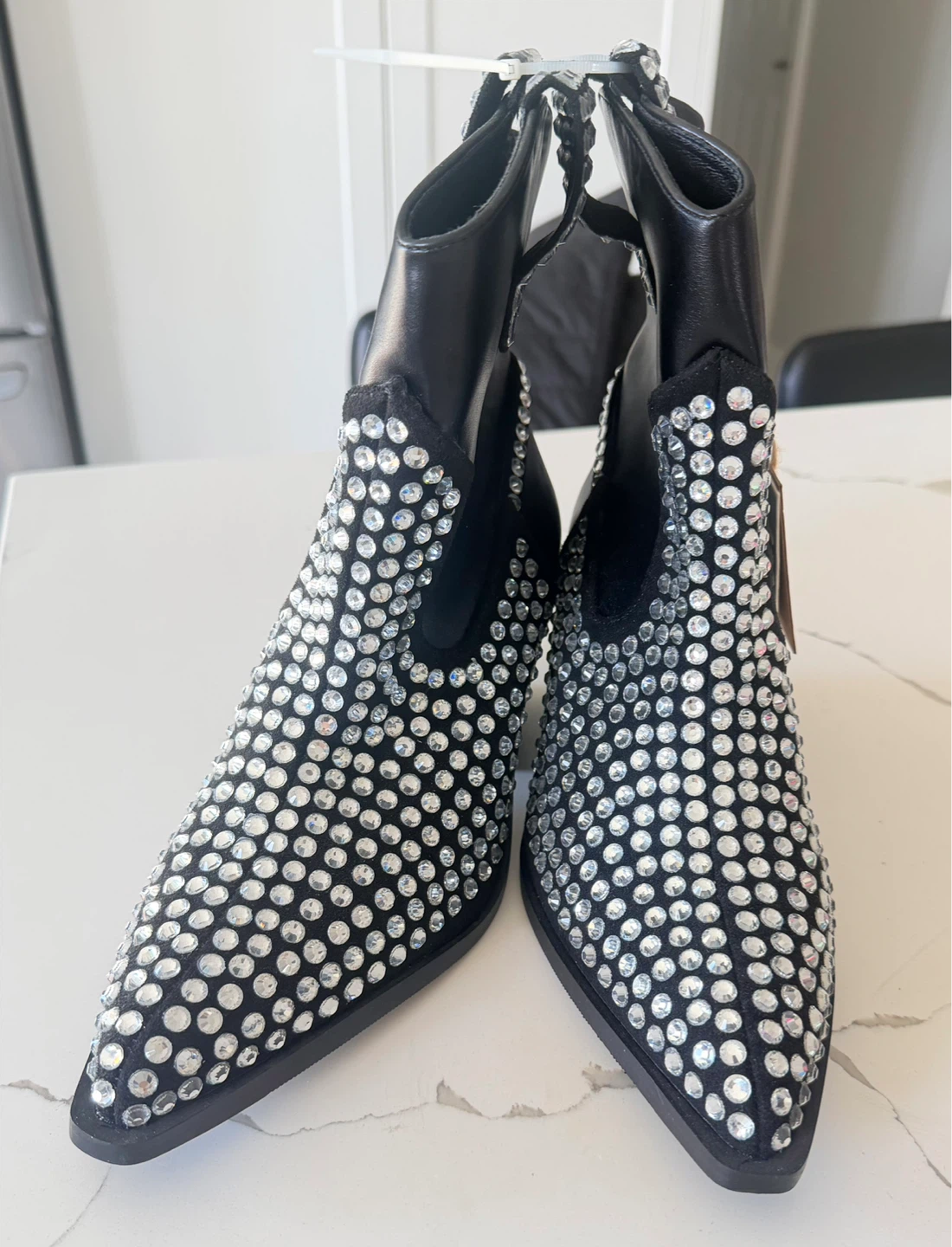 Black Rhinestone Ankle Boots