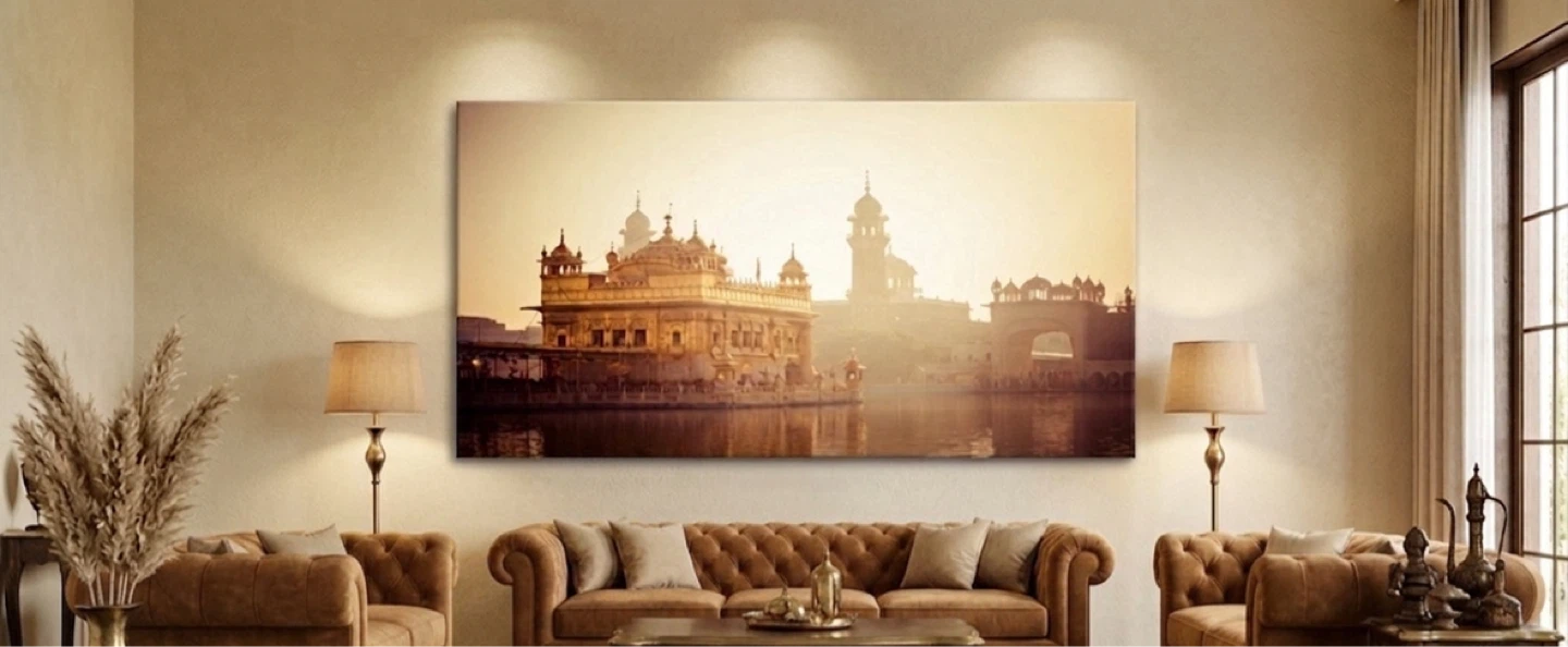 Golden Temple Landscape Canvas Print