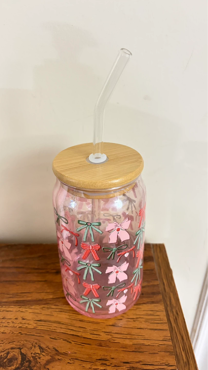 Indigo "Bow Glass Tumbler" with Straw - photo 2