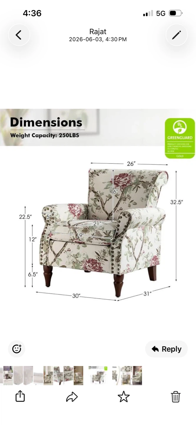 New Floral Accent Chair - photo 4