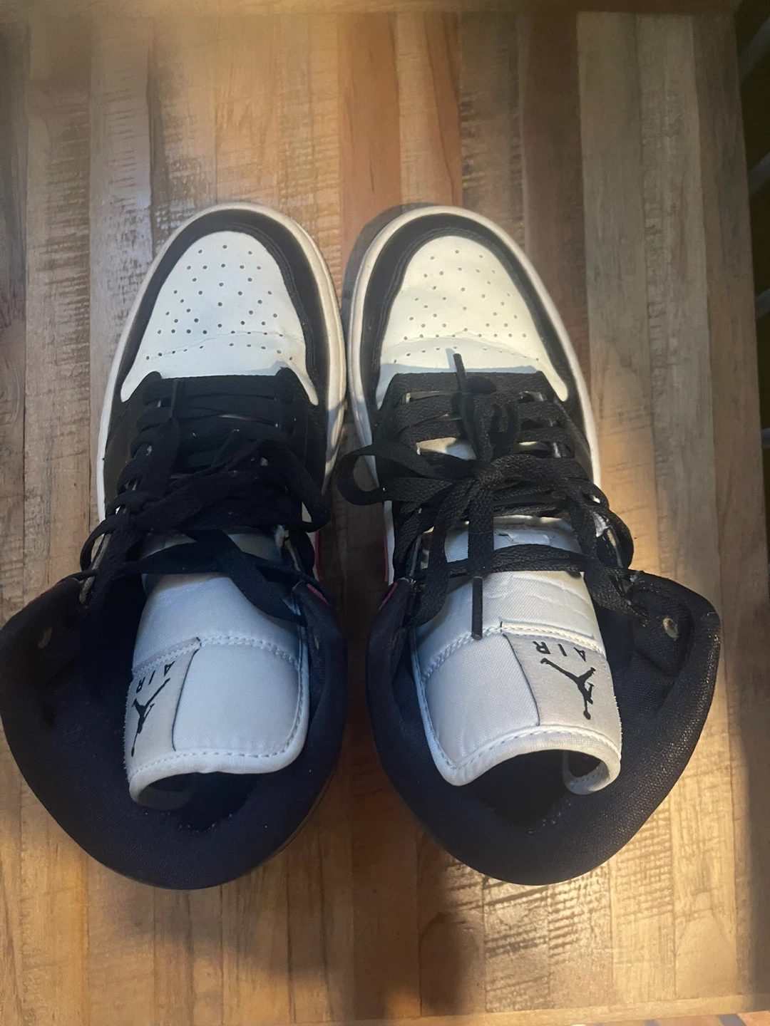 Air Jordan 1 Mid Red Black White Sneakers - photo 4