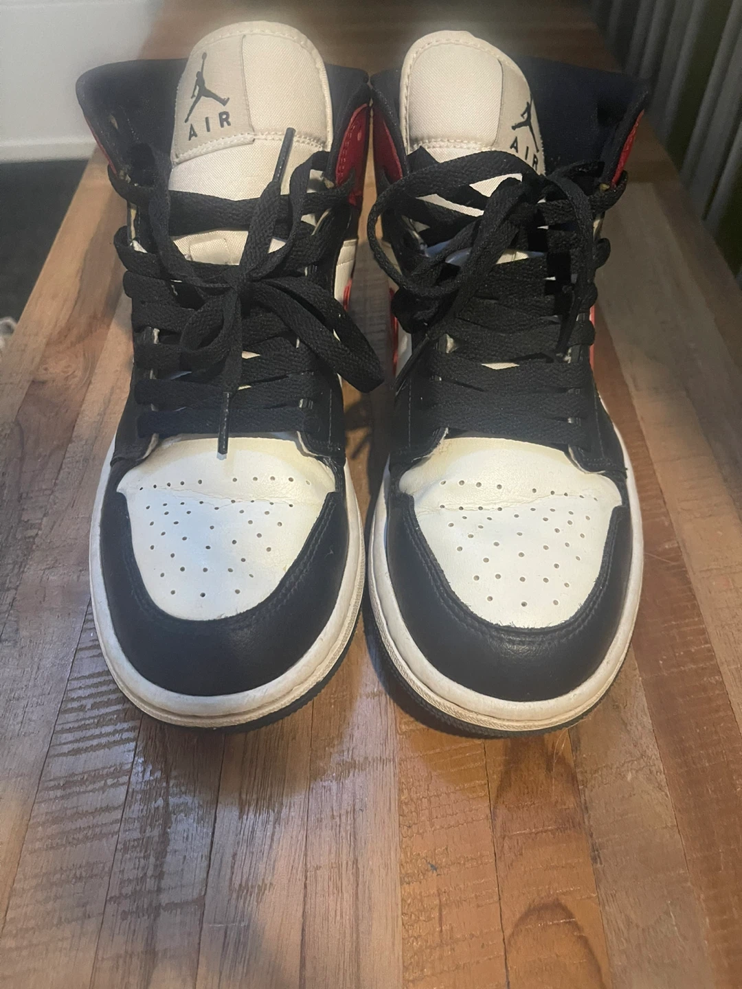 Air Jordan 1 Mid Red Black White Sneakers - photo 2