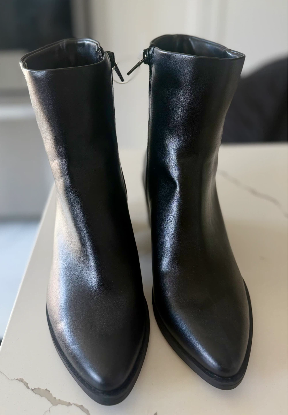 Black Faux Leather Ankle Boots - photo 2