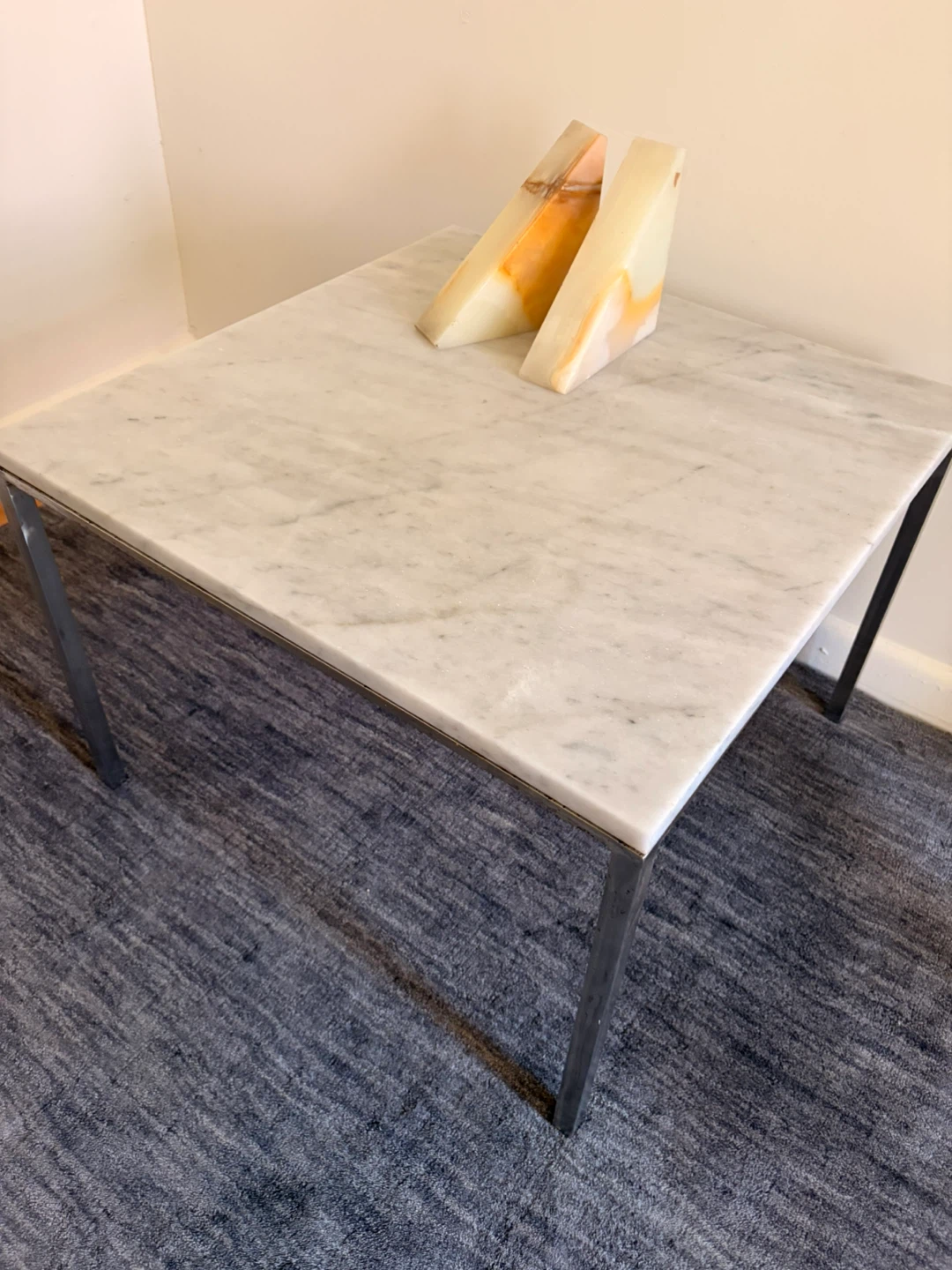 Marble Top Side Coffee Table with Metal Frame - photo 3