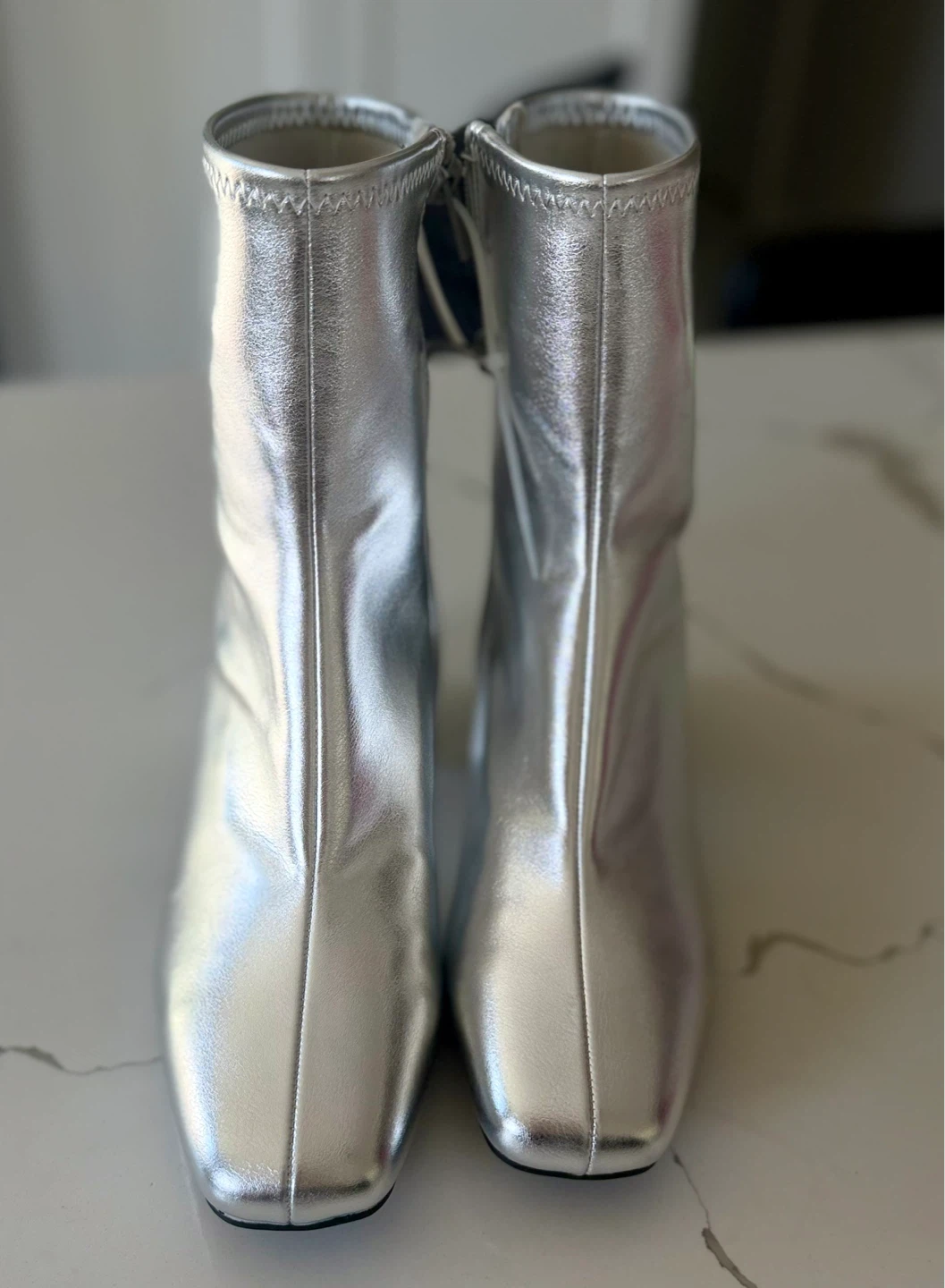 Silver Square Toe Heeled Boots - photo 2