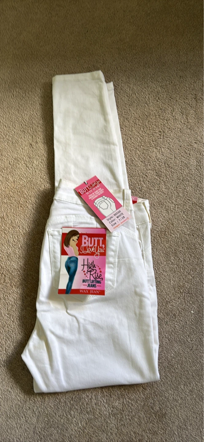 I Love You High Rise Butt Lifting Wax Jeans - White Size 7/28