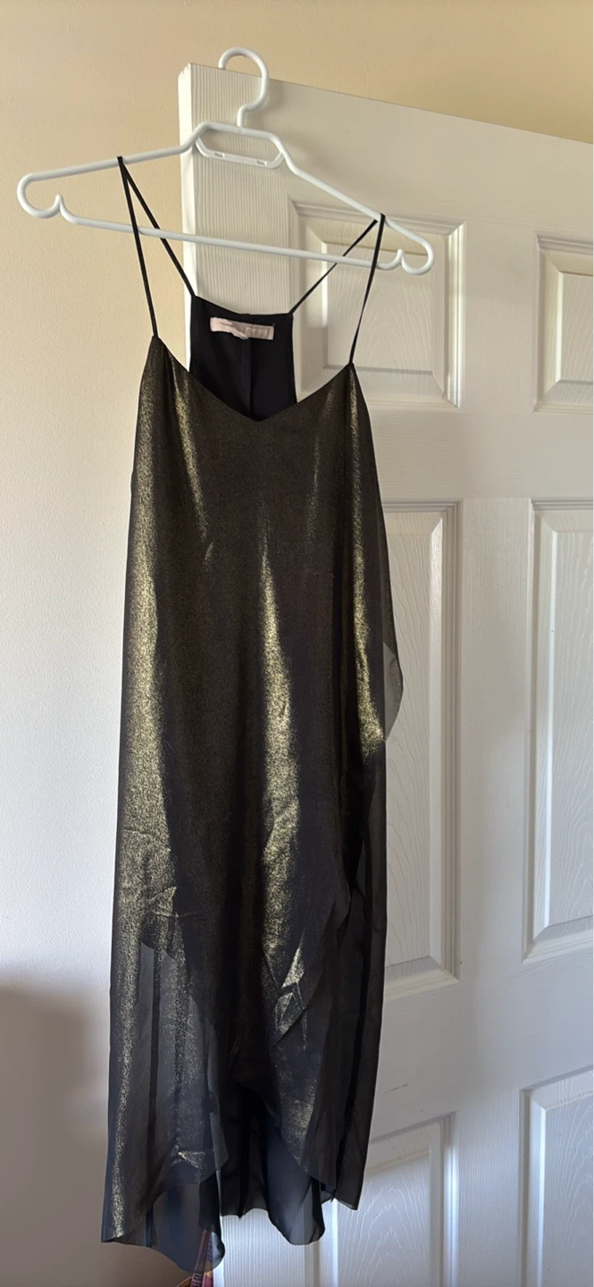 Black and Gold Metallic Camisole Dress