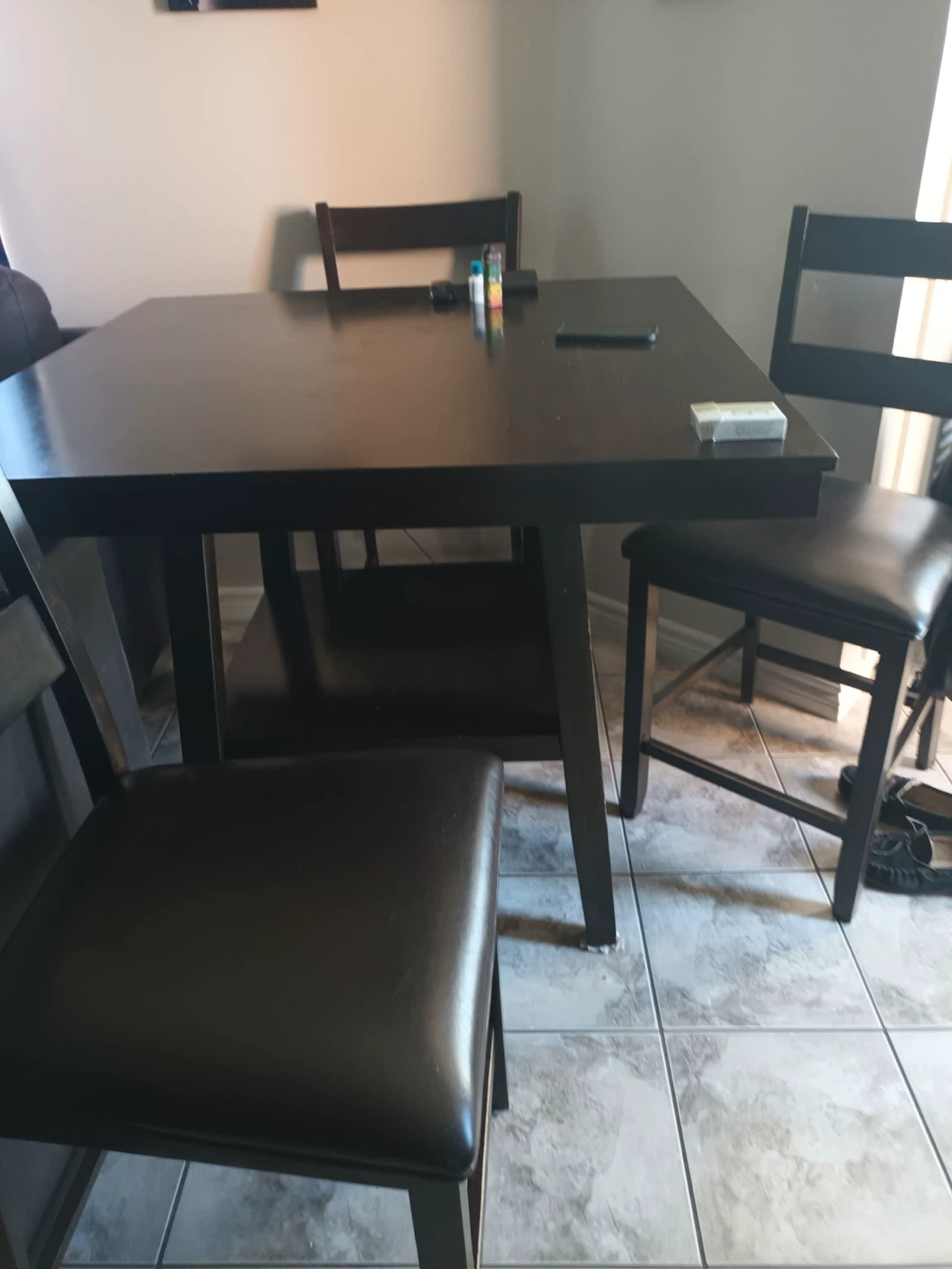 Dark Wood Dining Table with 4 Chairs