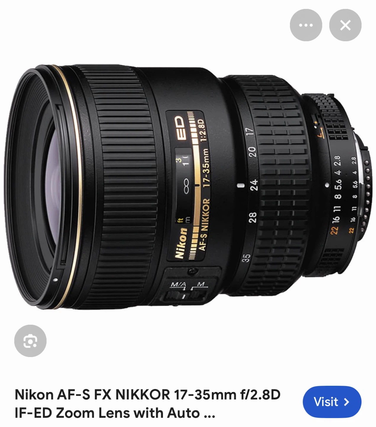Nikon AF-S FX NIKKOR 17-35mm f/2.8D ED Zoom Lens