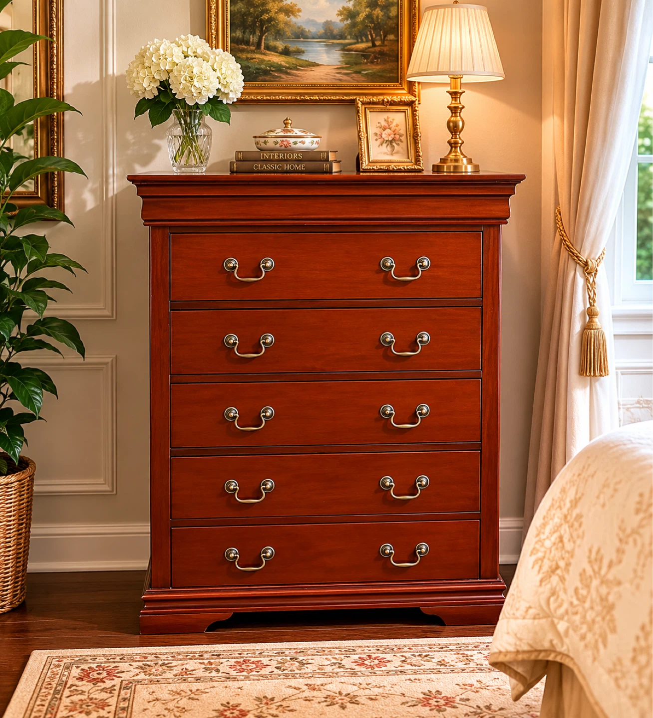 Cherry Finish 5-Drawer Chest