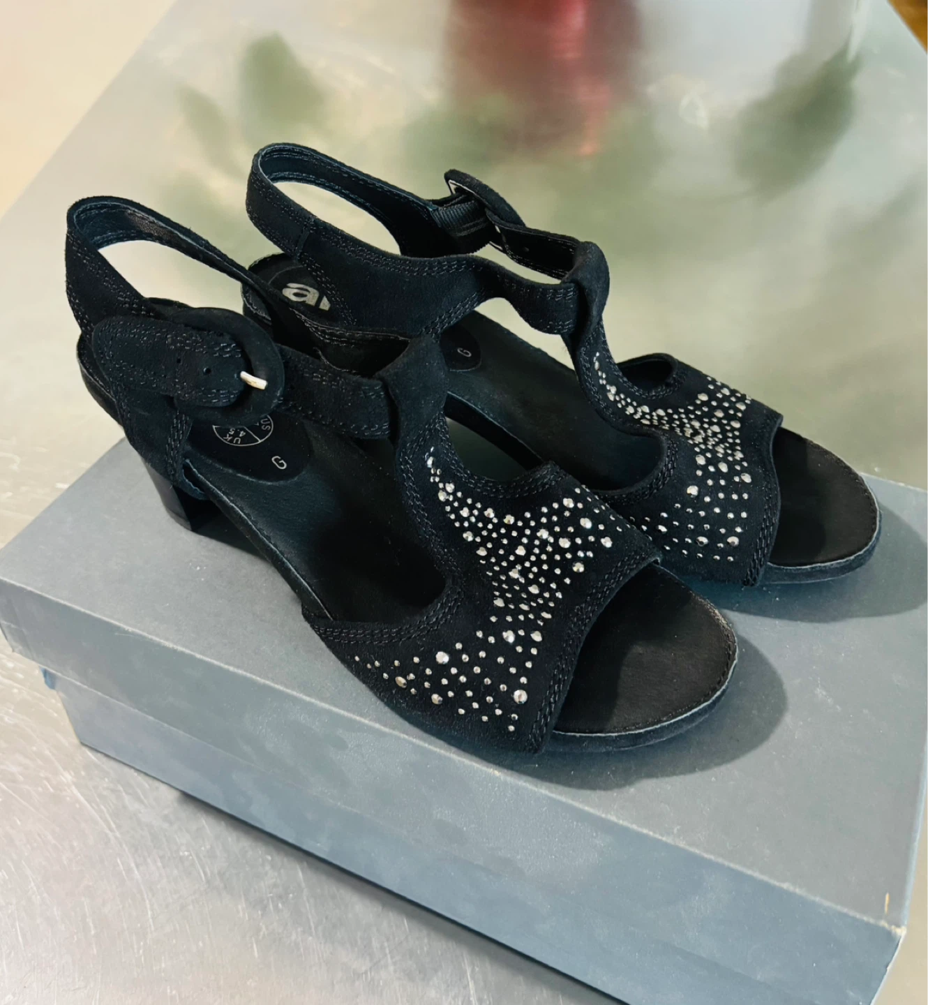 Ara Black Suede Wedge Sandals, US 7  👡🥰💗 - photo 2