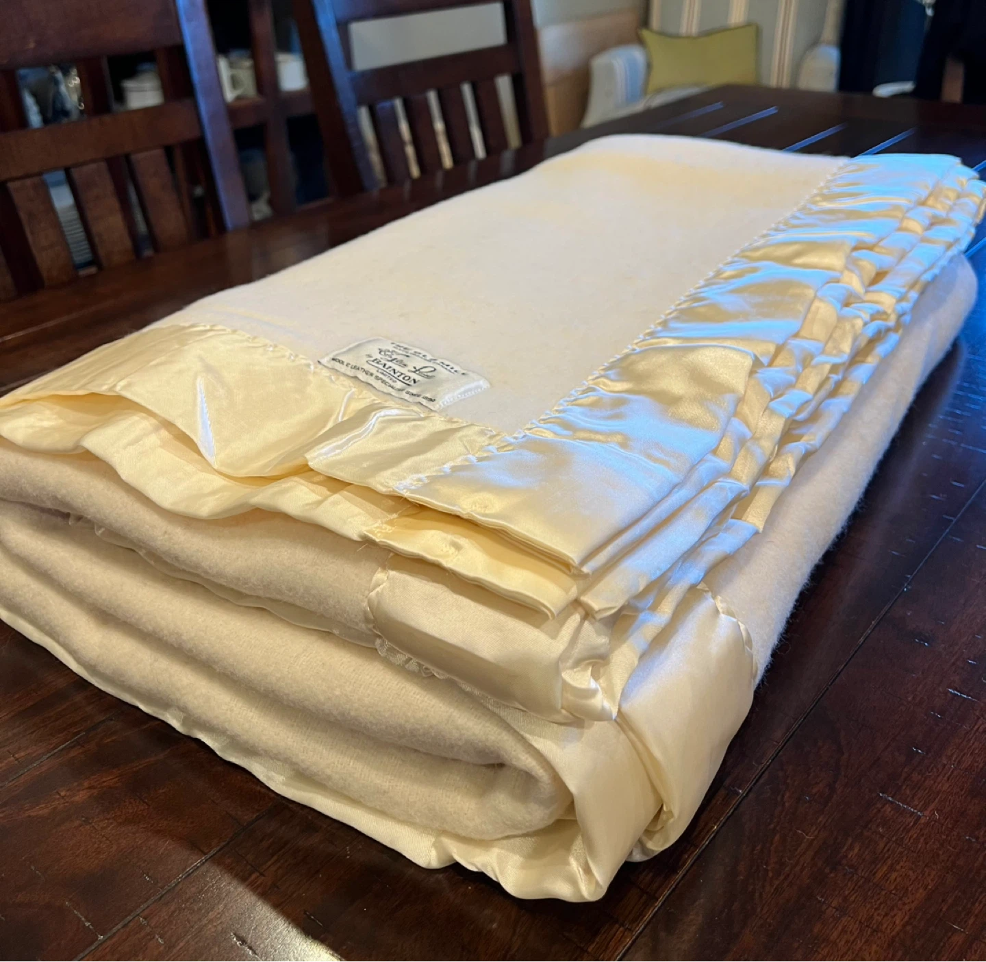 Large Vintage BAINTON Pure Wool Blanket