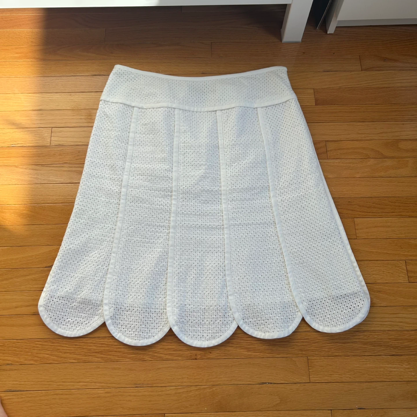 Y2K White Midi Scalloped Skirt 100% cotton