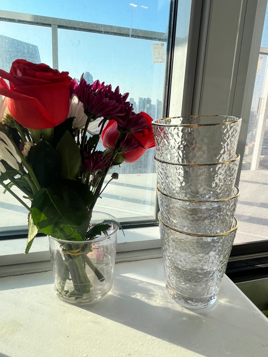 Set of 4 clear glass