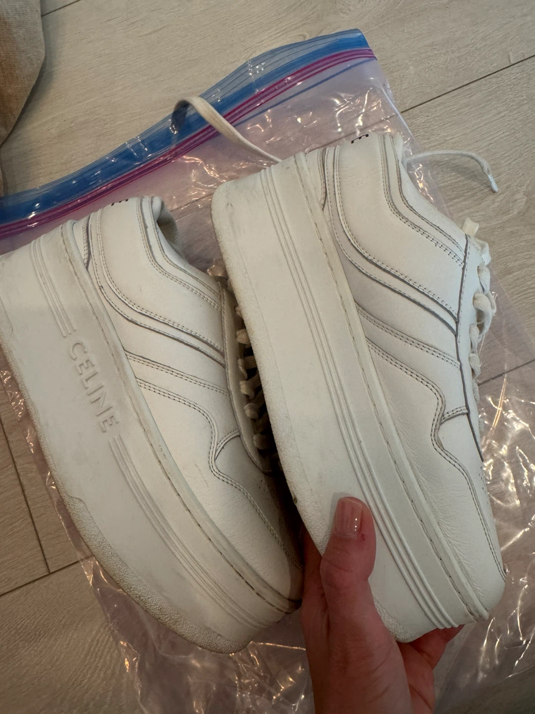 CELINE White Leather Platform Sneakers - photo 3