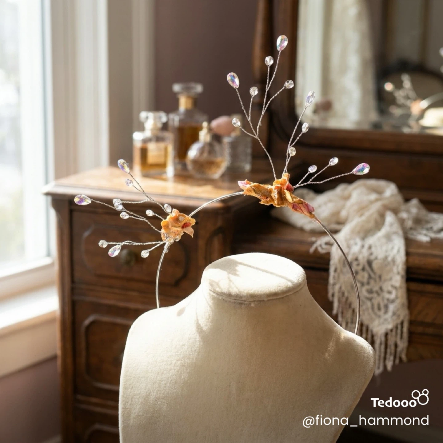 Handmade Floral Crystal Headband
