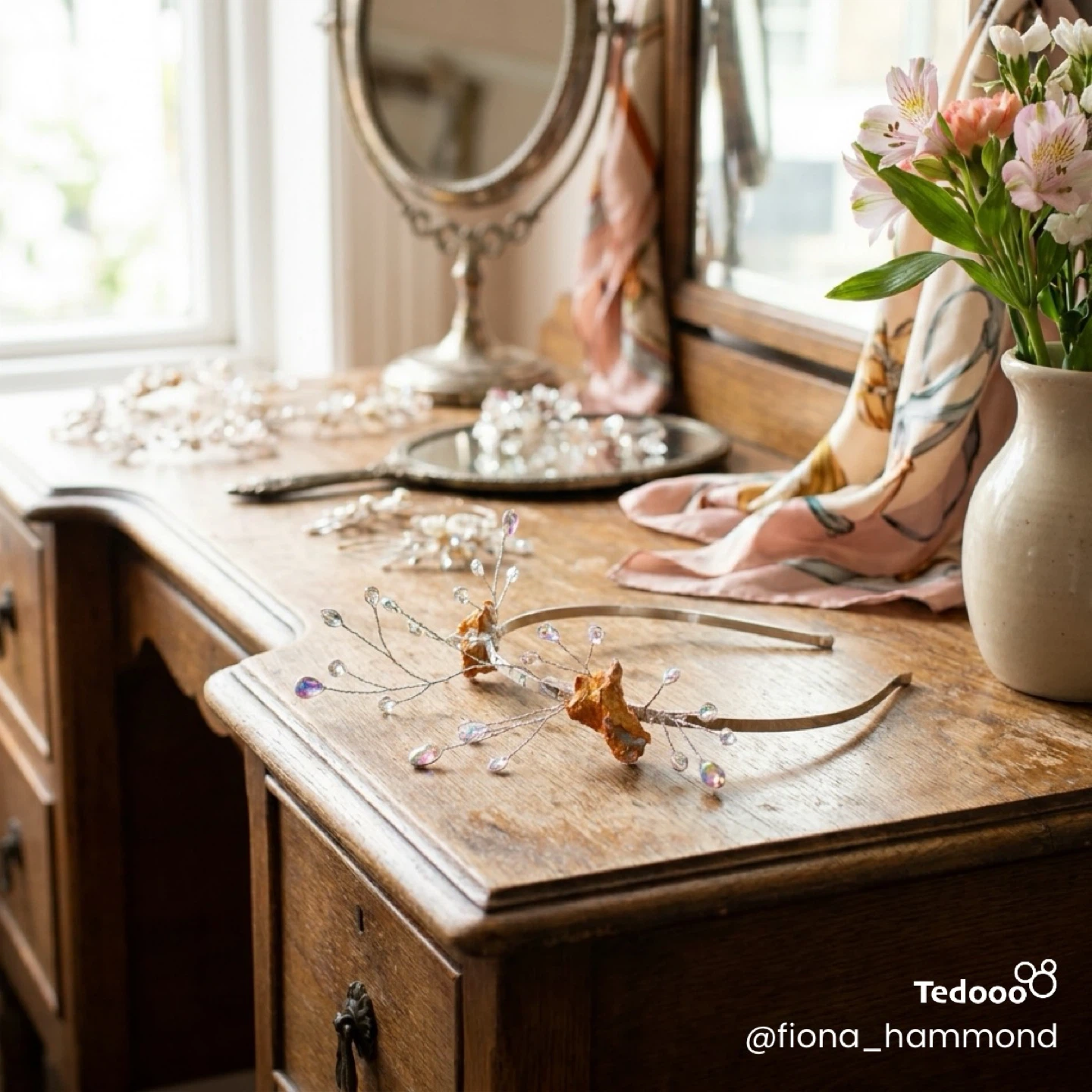 Handmade Floral Crystal Headband - photo 2