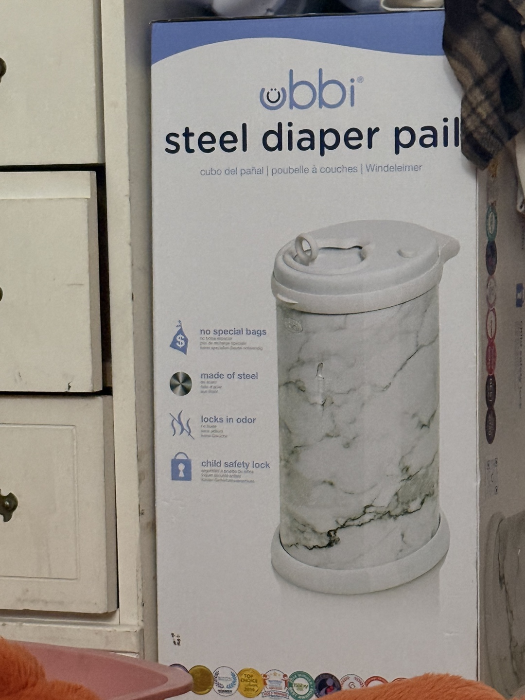 Ubbi Steel Diaper Pail - Limited Edition Marble - photo 2