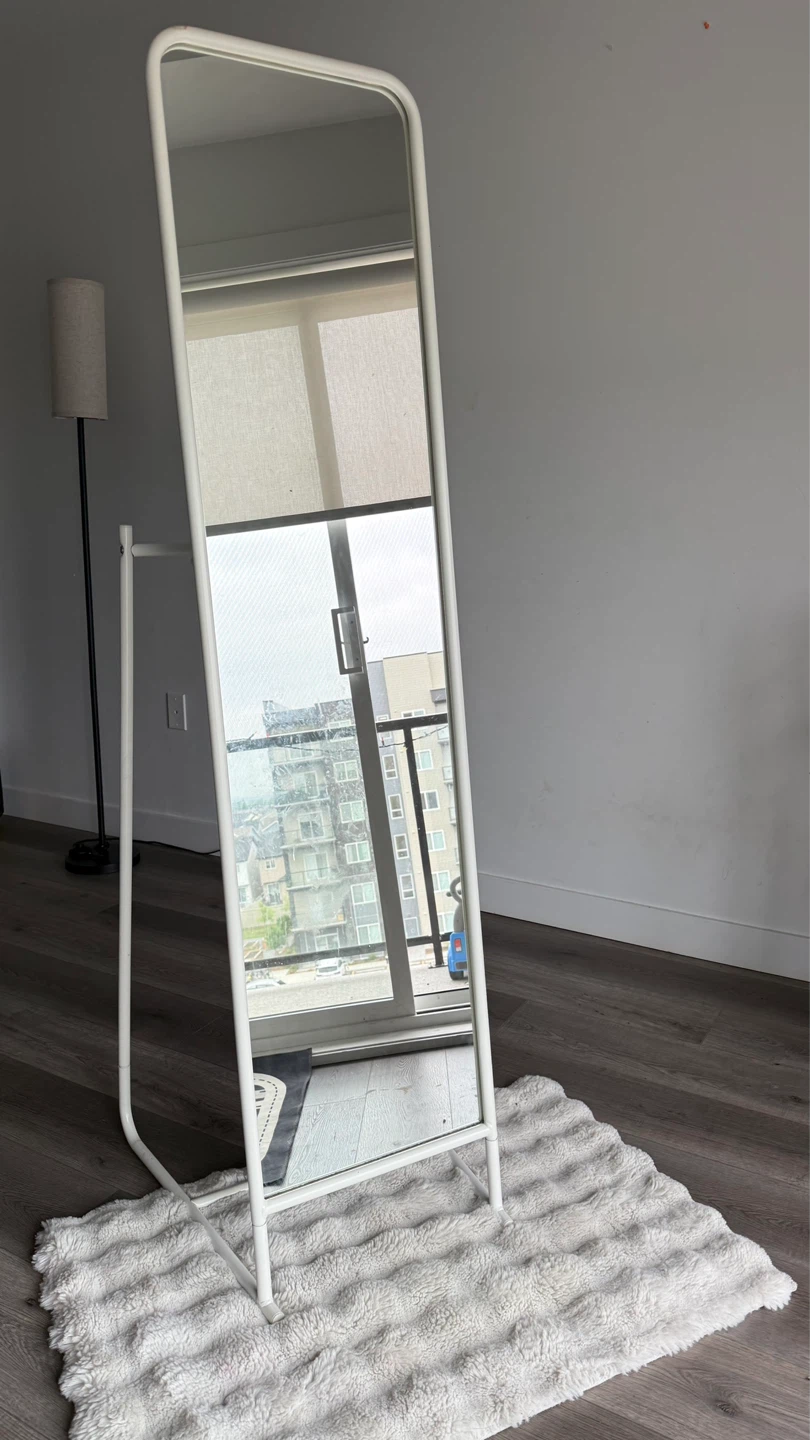 White Full Length Mirror with Hooks - photo 2