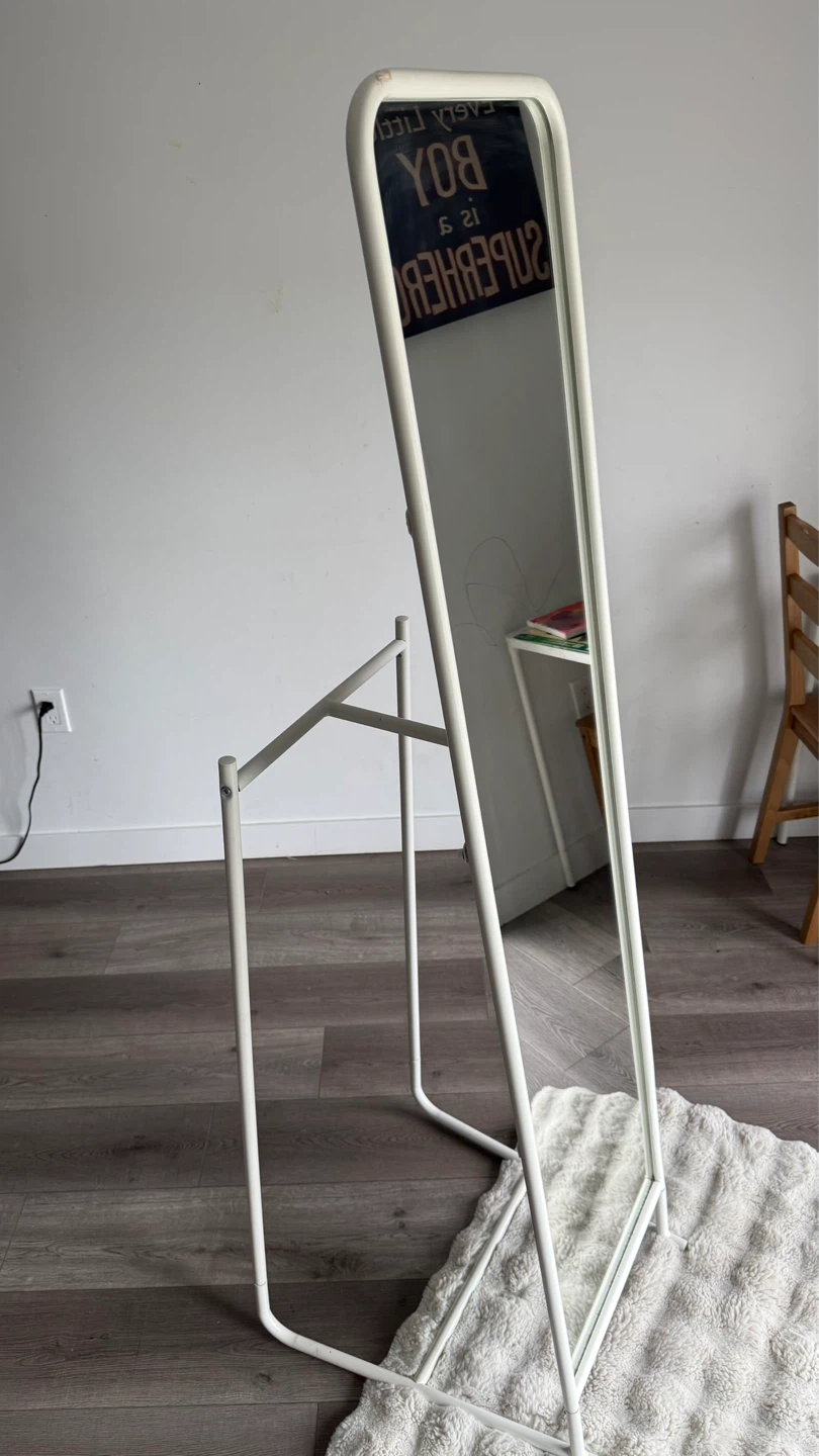 White Full Length Mirror with Hooks
