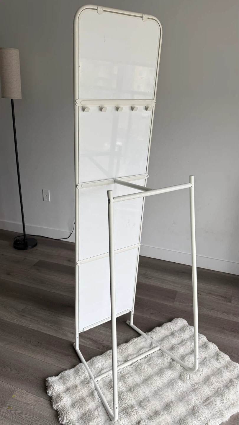 White Full Length Mirror with Hooks - photo 3