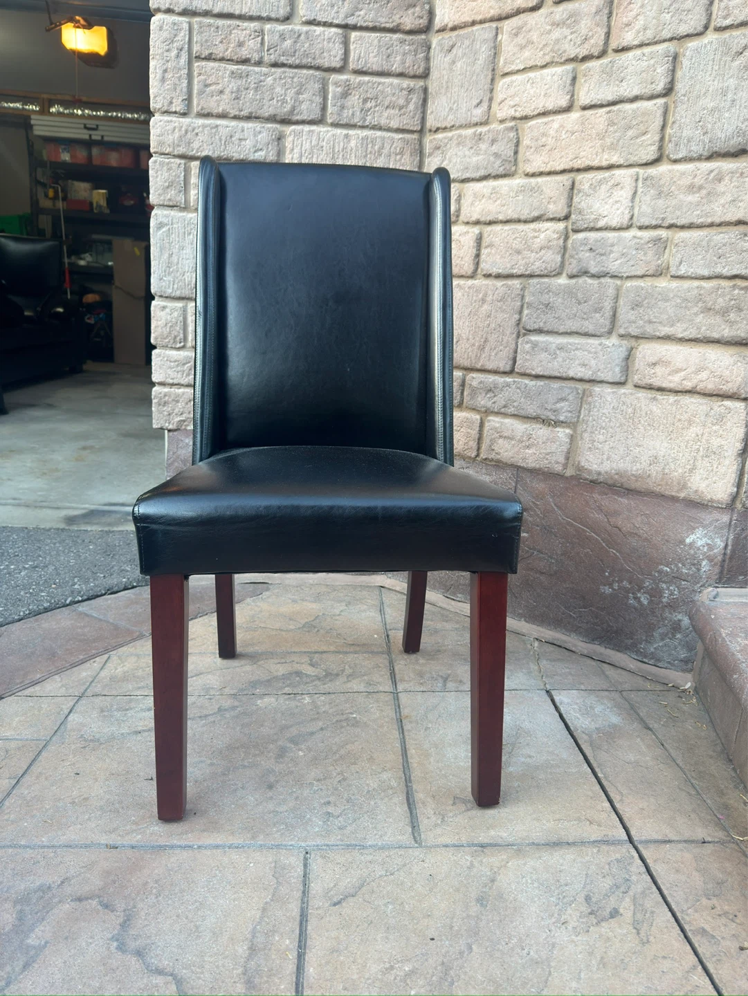 4 Black Leather Dining Chairs – Matching Set