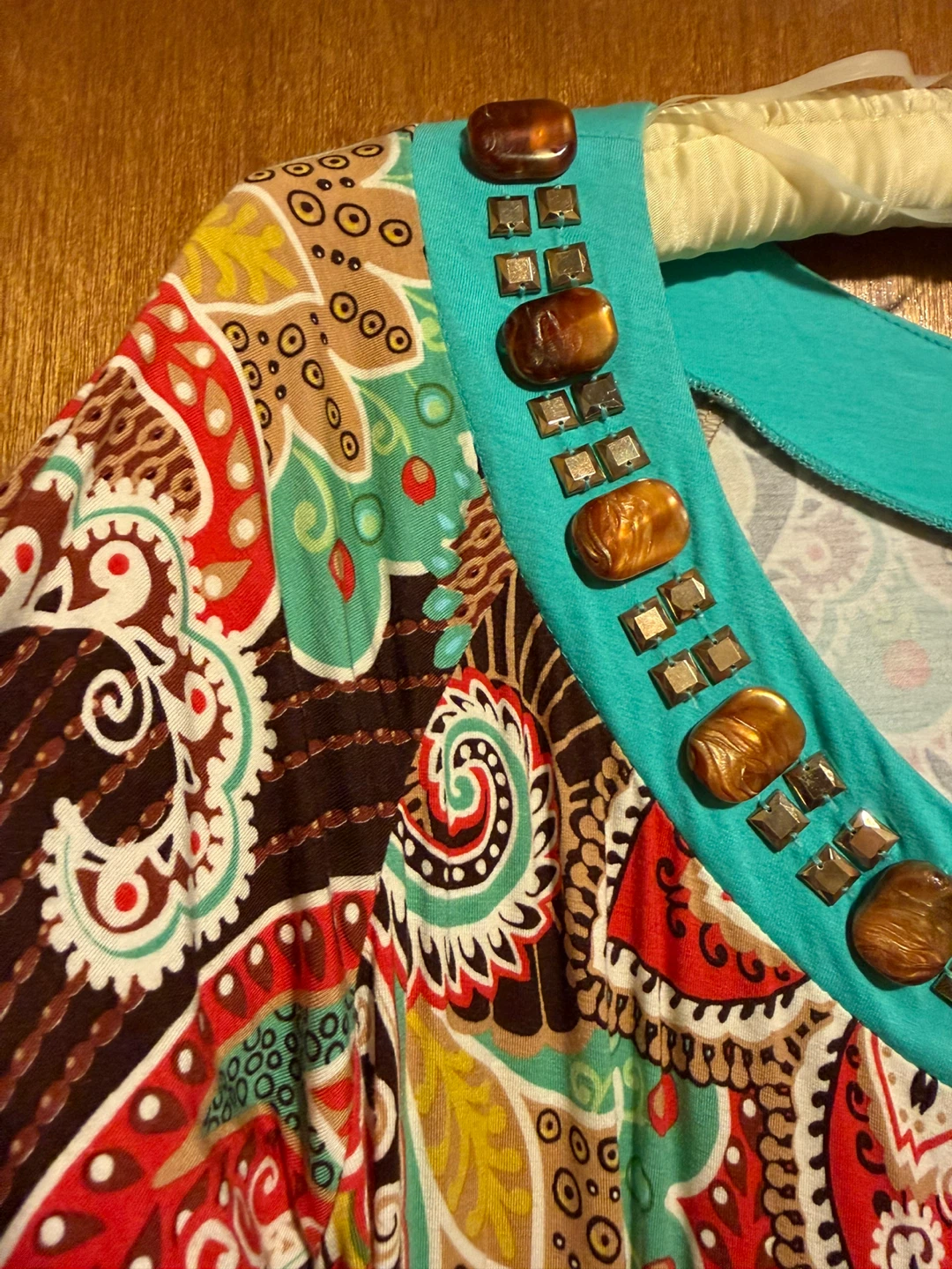 Joyous & Free Paisley Beaded Tunic Dress Size L - photo 2